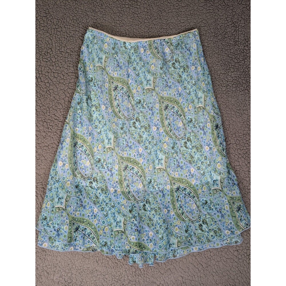 Notations Y2K Paisley Floral Print Women Midi A-Line Skirt PL Cottage Minimalist